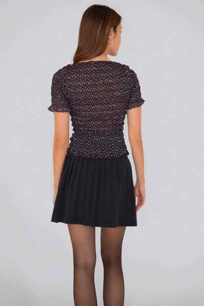 Amy Lynn Kitty Polka Dot Chiffon Smocked Frill Sleeve Top