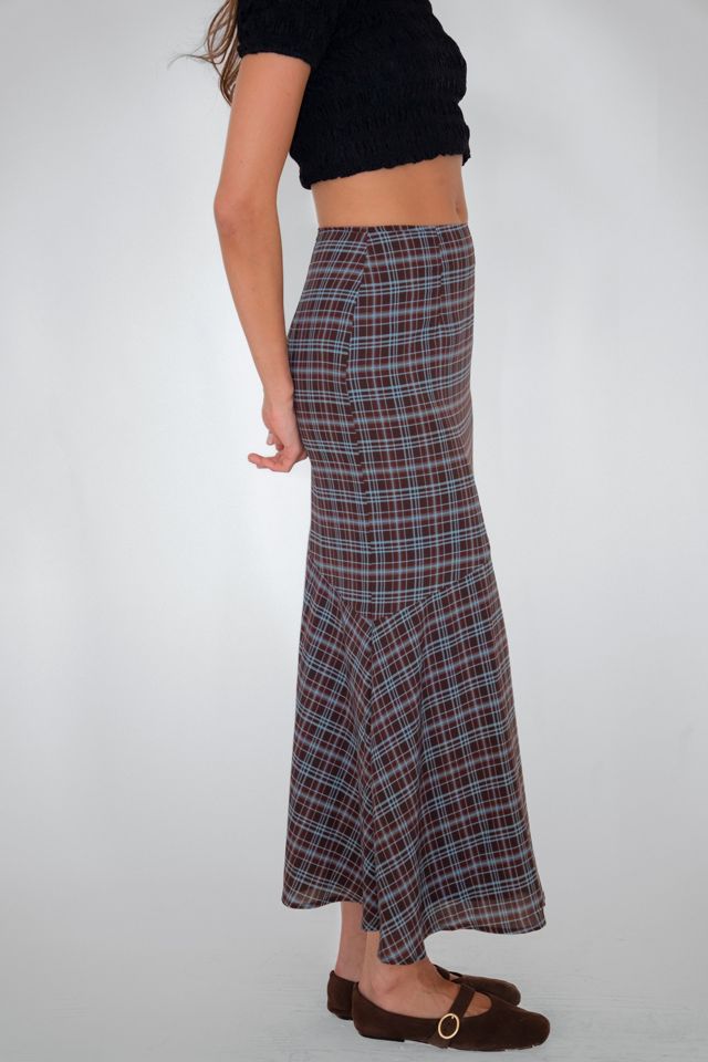 Amy Lynn Alma Heritage Check Chiffon Asymmetric Maxi Skirt #3