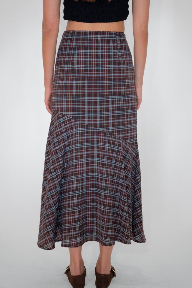 Amy Lynn Alma Heritage Check Chiffon Asymmetric Maxi Skirt #4
