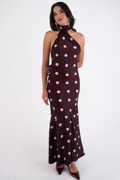 Amy Lynn Baia Polka Dot Halterneck Maxi Dress