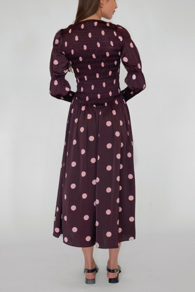 Amy Lynn Mabel Polka Dot Satin Smocked Midaxi Dress