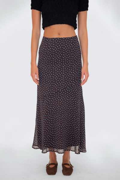 Amy Lynn Alma Polka Dot Chiffon Asymmetric Maxi Skirt
