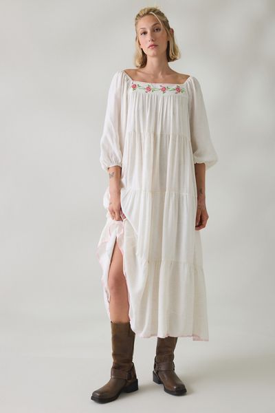 Daisy Street Goldie Floral Embroidered Tiered Maxi Dress