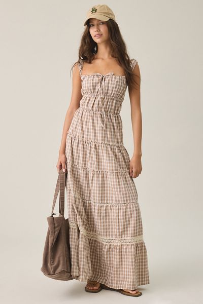 Daisy Street Mira Lace Trim Tiered Maxi Dress