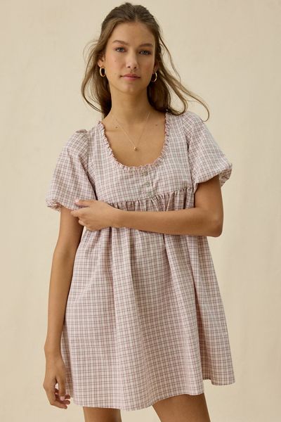 Daisy Street Orielle Puff Sleeve Babydoll Mini Dress