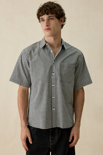 Urban Outfitters: Urban Outfitters UO Boxy Poplin Short Sleeve Shirt Top in Black/White Check, Men's at Urban Outfitters (Review)