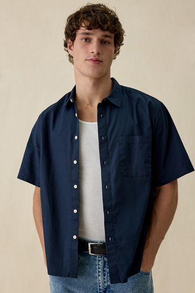 UO Boxy Poplin Short Sleeve Shirt