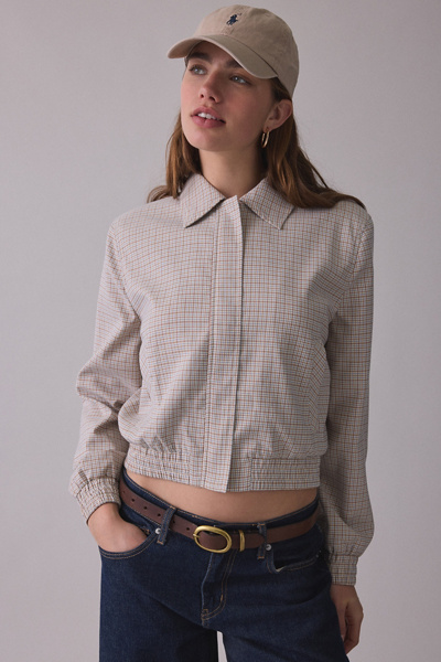 ASTR The Label Reid Plaid Collared Bomber Jacket