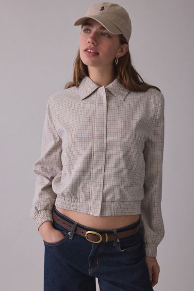 ASTR The Label Reid Plaid Collared Bomber Jacket