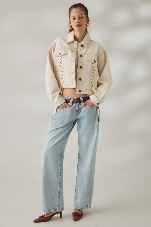 BLANKNYC Lace-Up Cream Denim Jacket #2