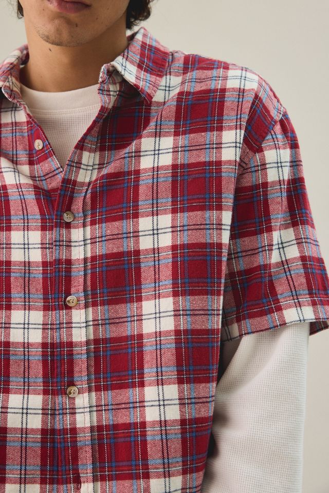 BDG Relaxed Plaid Flannel Short Sleeve Shirt #2