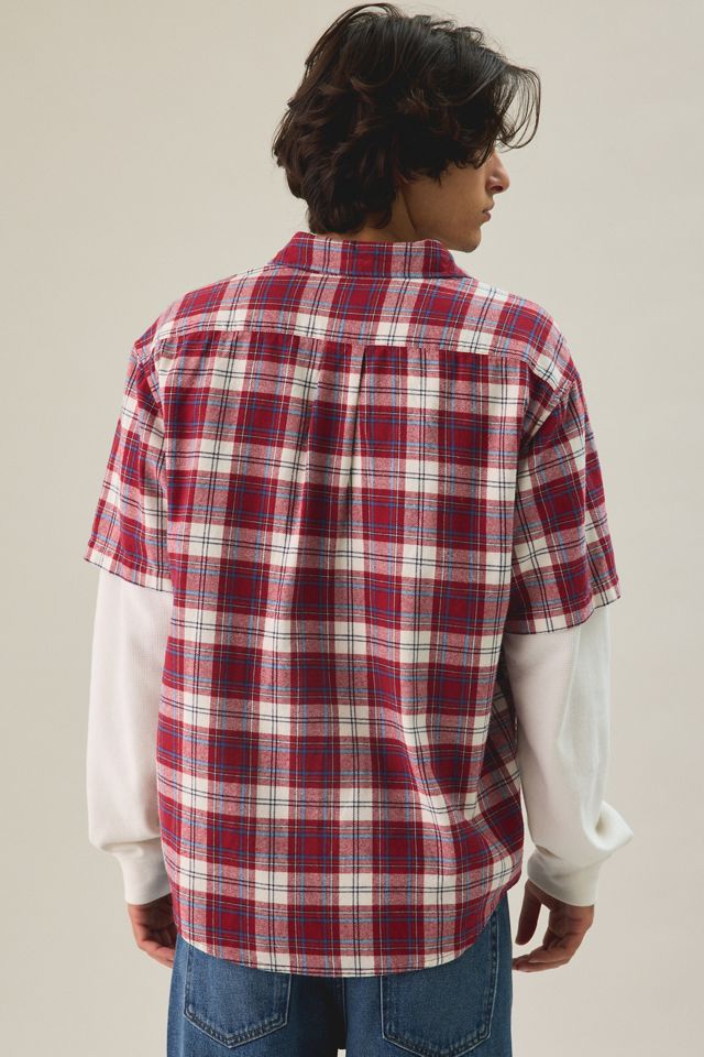 BDG Relaxed Plaid Flannel Short Sleeve Shirt #3