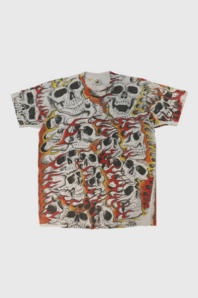 Vintage Jarvis Ace 92 Skull Flames Graphic T-Shirt