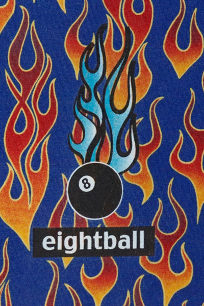Vintage No Boundaries Flame Print Eightball Graphic T-Shirt