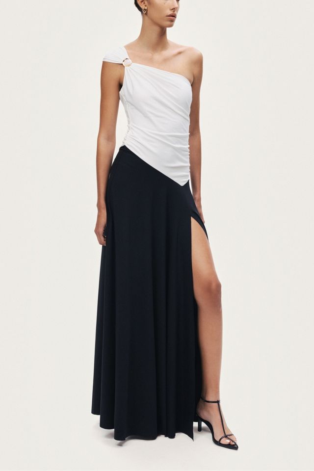 Nocturne One-Shoulder Contrast Maxi Dress #1