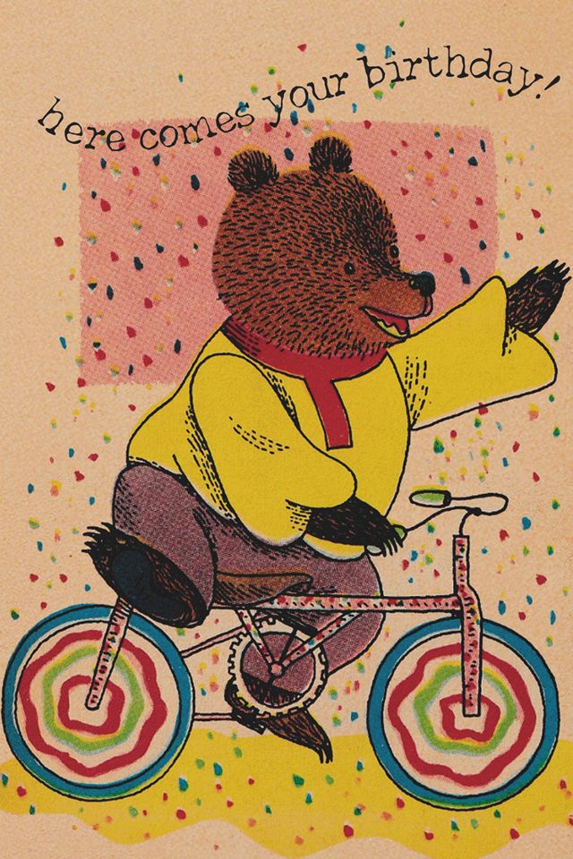 Red Cap Cycling Bear Greeting Card #1
