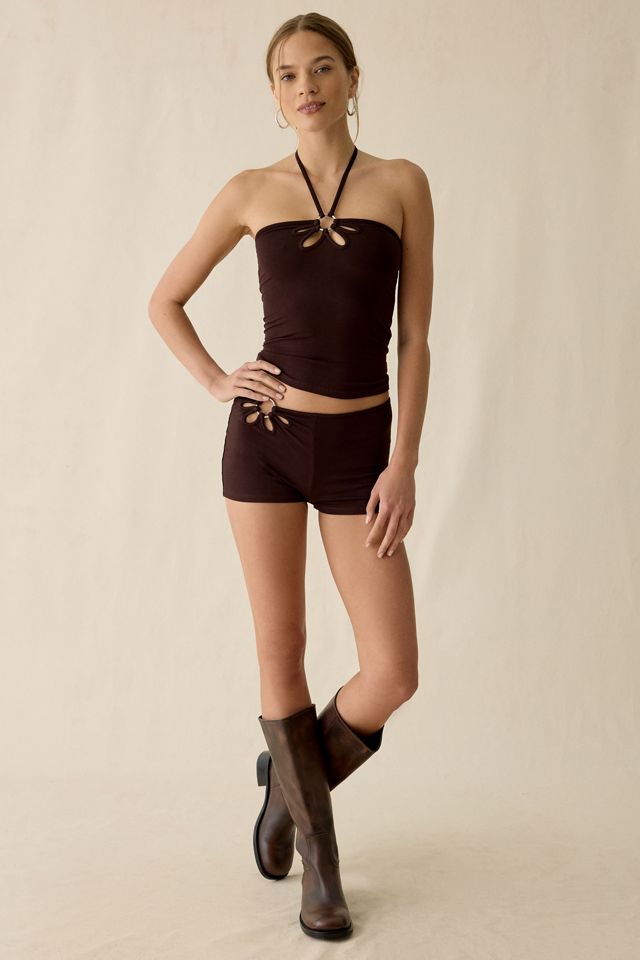 Motel Baya O-Ring Flower Cutout Y-Neck Halter Top #3