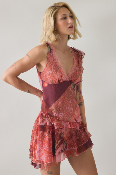 Kimchi Blue Jenni Asymmetric Ruffle Lace Trim Mini Dress