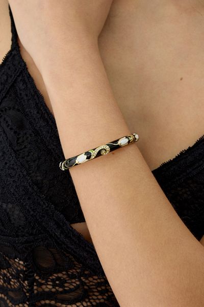 Bracelet jonc émaillé à motif floral