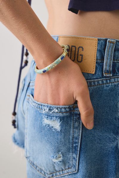 Floral Enameled Bangle Bracelet