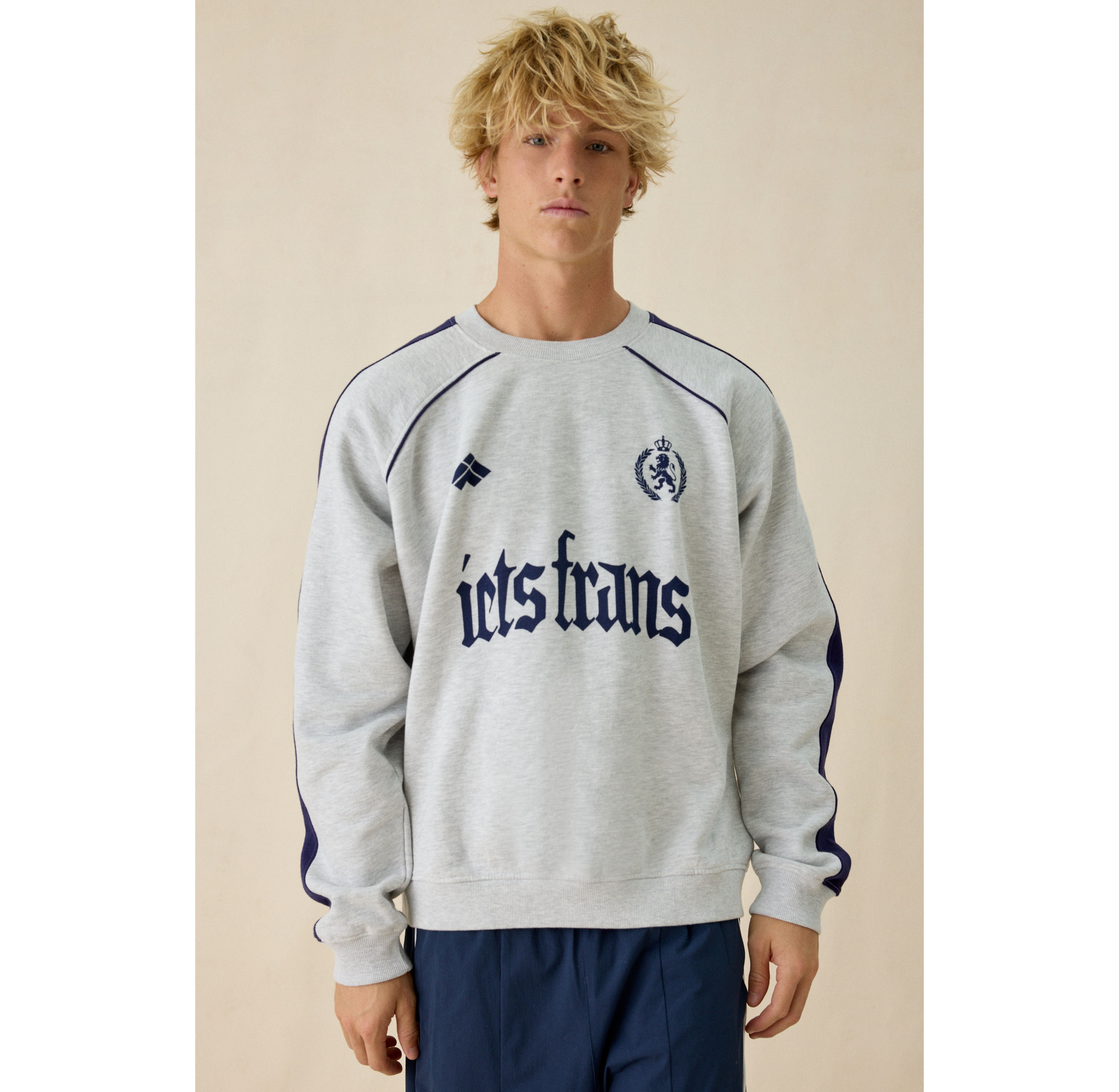 iets frans… Gothic Text Paneled Crew Neck Sweatshirt