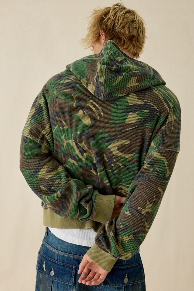 iets frans… Camo Pattern Waffle Full Zip Hoodie Sweatshirt #1