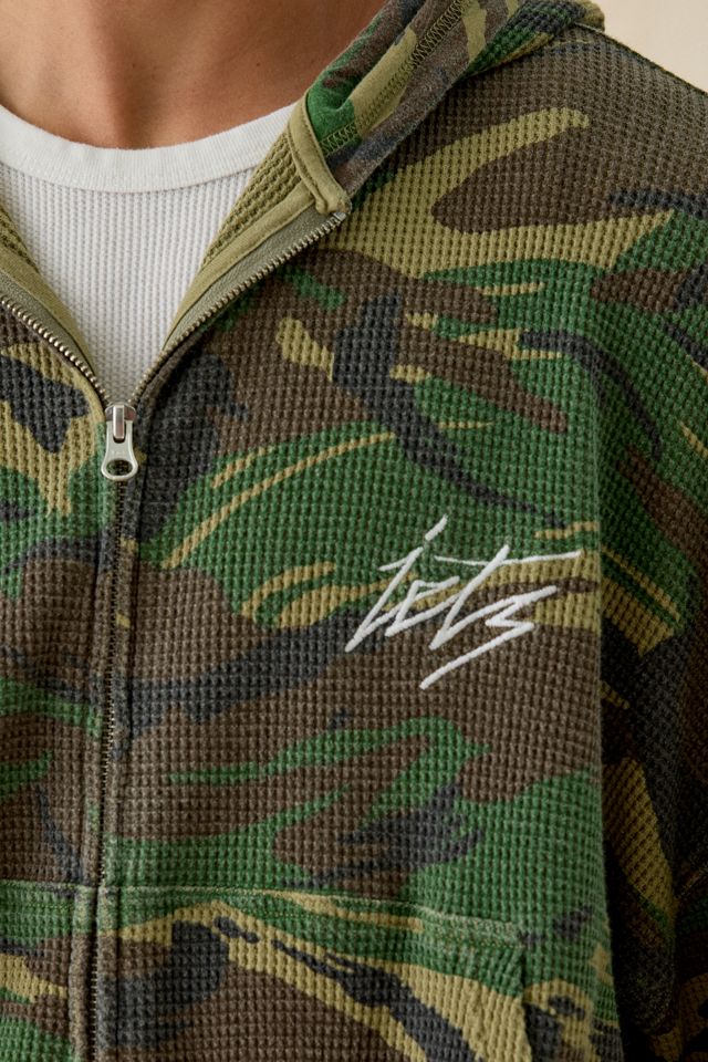 iets frans… Camo Pattern Waffle Full Zip Hoodie Sweatshirt #2
