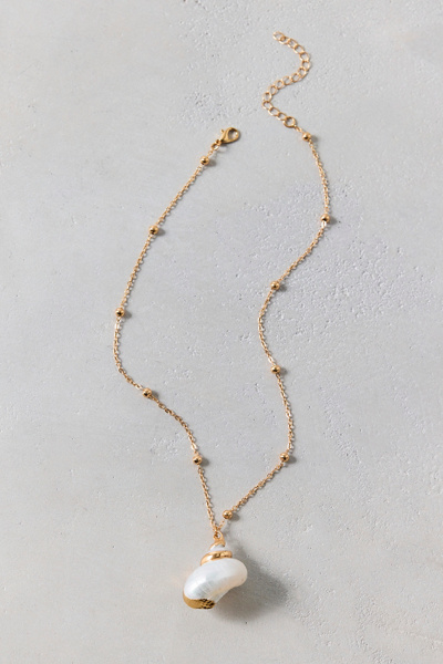 Urban Outfitters Gilded Shell Pendant Necklace In Pearl, Women's At  In White