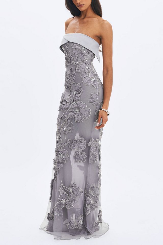 Miss Circle Raphaela Beaded Floral Strapless Mermaid Maxi Dress #3