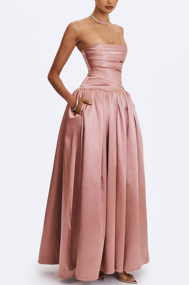 Miss Circle Willette Satin Strapless Gathered Maxi Dress #1