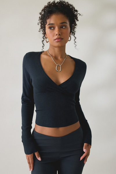 BDG Pretty Sweet Surplice V-Neck Sweater