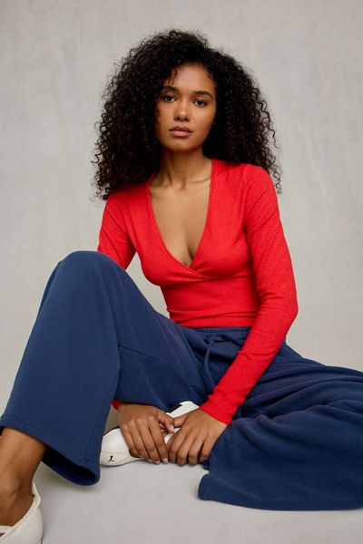 BDG Pretty Sweet Surplice V-Neck Sweater