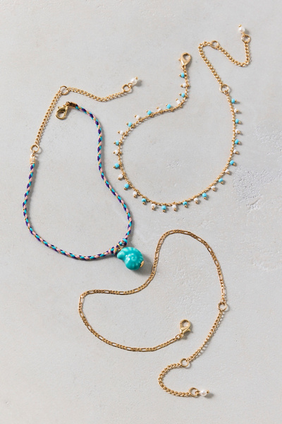 Urban Outfitters Moon Shell Anklets Set In Gold, Women's At