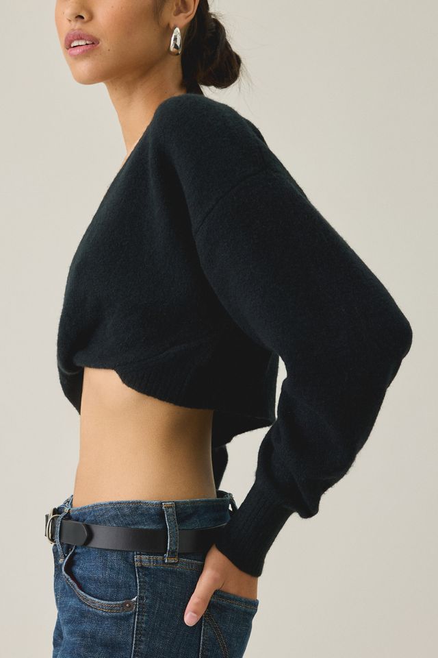 BDG Julia Twist Plunging V-Neck Cropped Sweater #2