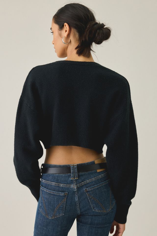 BDG Julia Twist Plunging V-Neck Cropped Sweater #3
