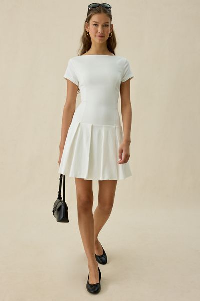 Kiss The Sky Mietta Tie-Back Bow Boatneck Mini Dress