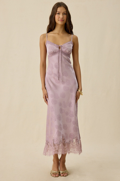 no.13r linen☆シュガーブロンズ☆シアーストール☆ボリューム☆紫外線 Kiss The Sky Willa Jacquard Satin Lace Trim Slip Maxi Dress