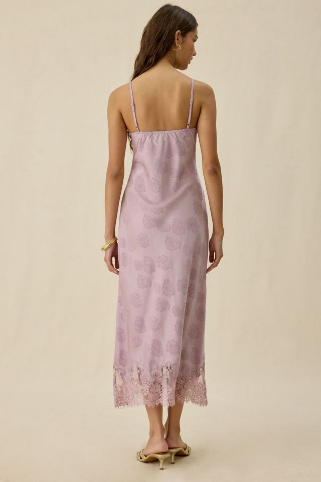 Robe longue en satin jacquard à bordure en dentelle Willa Kiss The Sky #3