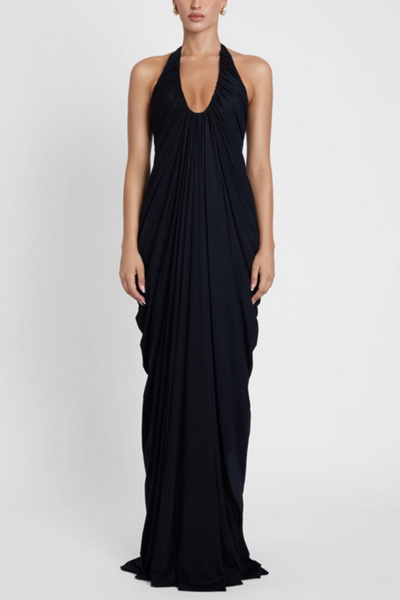 LEAU Cascade Drape Gown in Black, Women's at Urban Outfitters