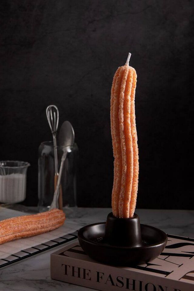 Southlake Gifts Sweet Churros Candle Set With Ceramic Holder #1