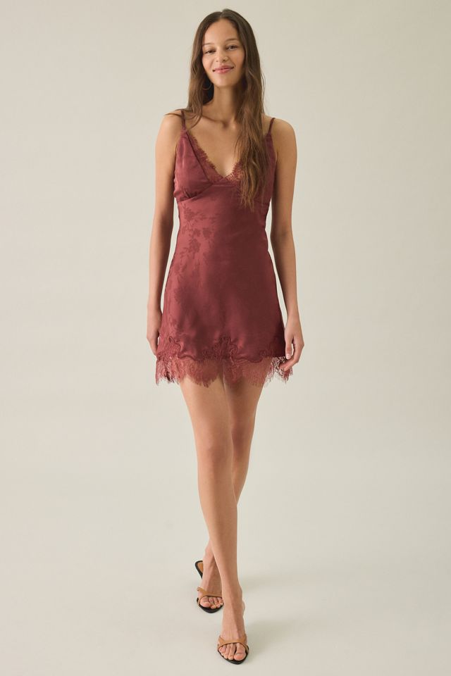 Kiss The Sky Persia Jacquard Satin Lace Trim Mini Dress #3