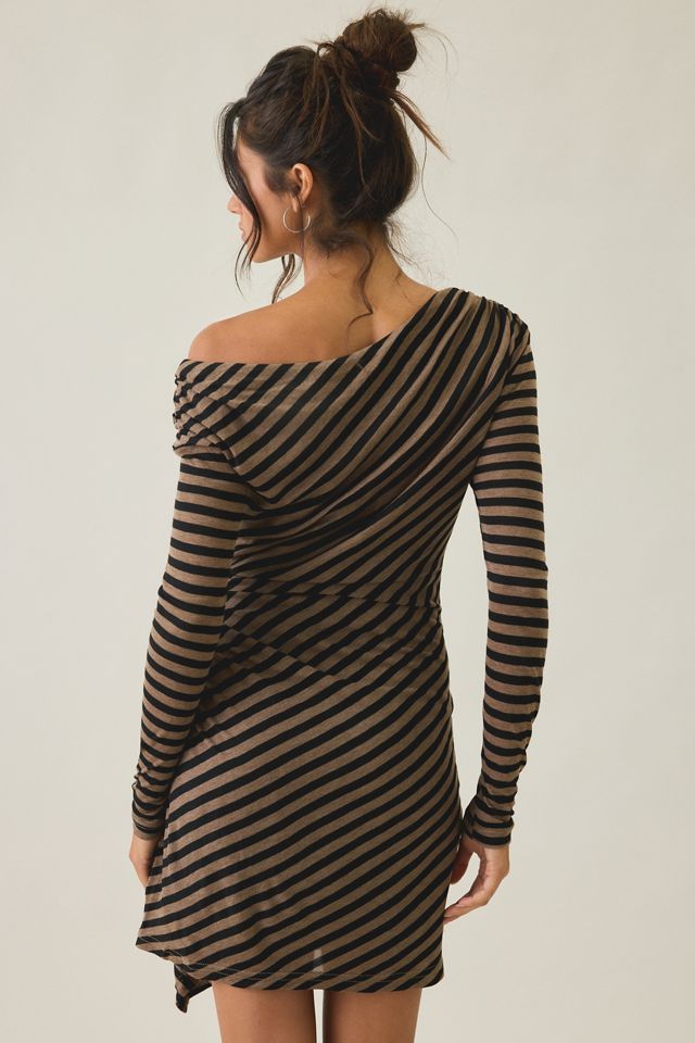 Kiss The Sky Finn Asymmetric Long Sleeve Off-The-Shoulder Mini Dress #1
