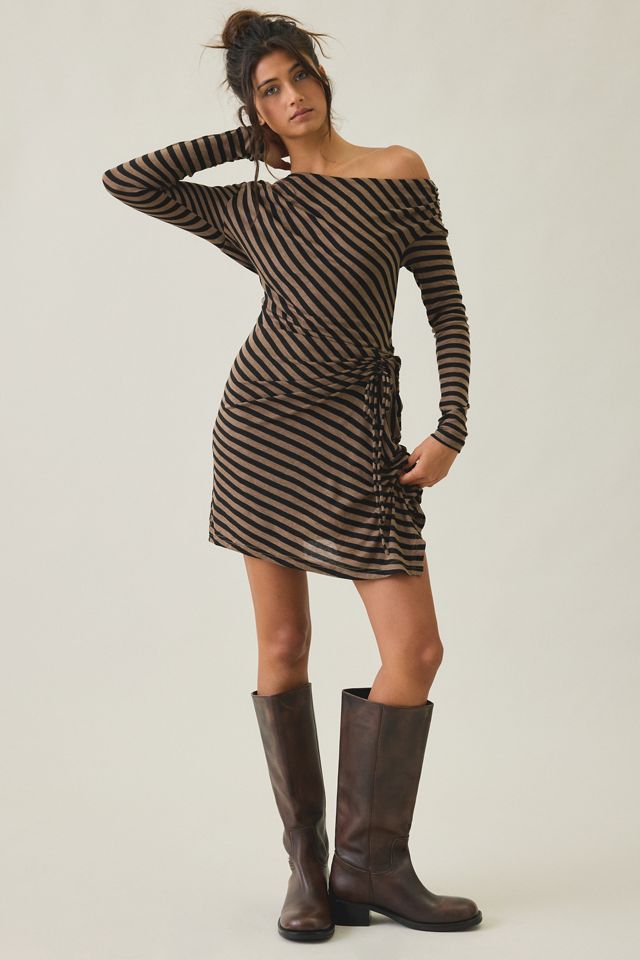 Kiss The Sky Finn Asymmetric Long Sleeve Off-The-Shoulder Mini Dress #4