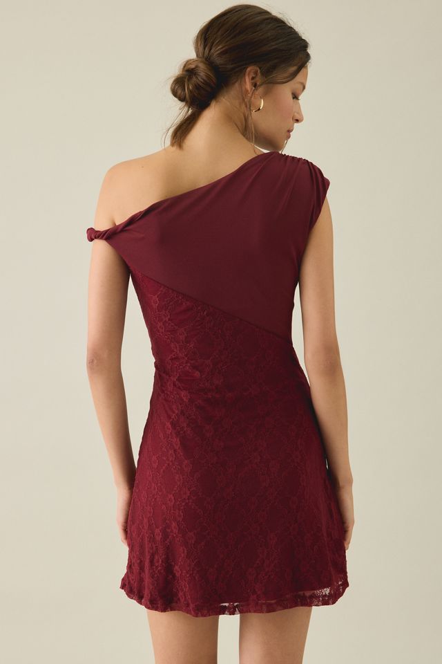 Kiss The Sky Astrid Spliced Lace Asymmetric One-Shoulder Mini Dress #3