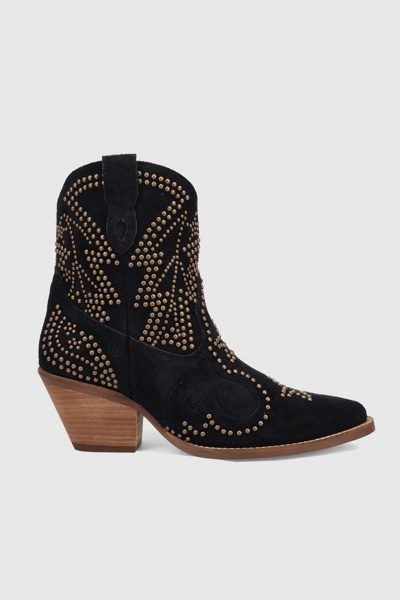 Dingo Seein' Stars Studded Suede Cowboy Bootie in Black, Women's at Urban Outfitters