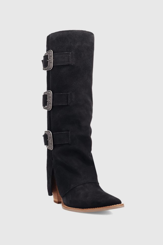 Dingo Buckle Bunny Suede Foldover Cowboy Boot #1