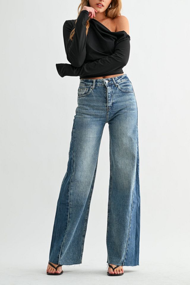 Jemina Denim High Rise Wide Two-Tone Contrast Jean #1