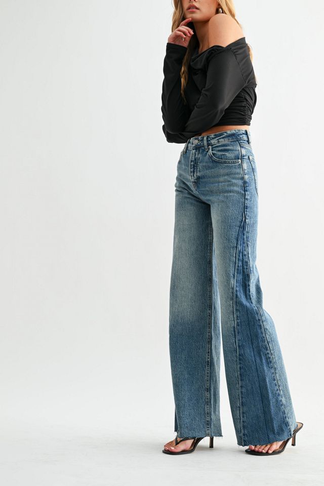 Jemina Denim High Rise Wide Two-Tone Contrast Jean #3