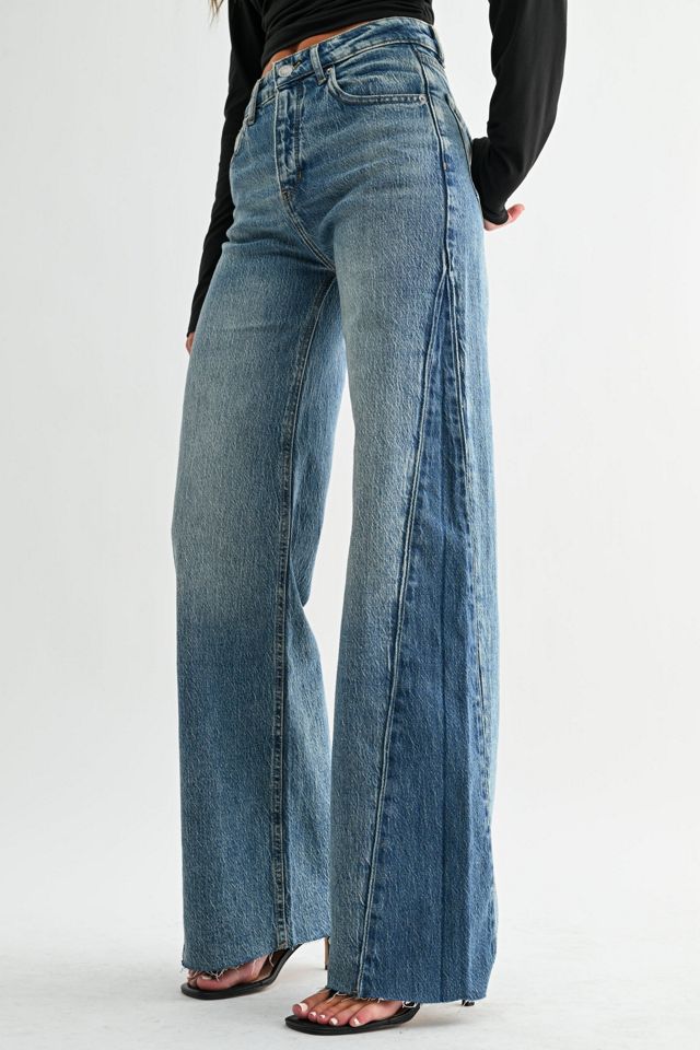 Jemina Denim High Rise Wide Two-Tone Contrast Jean #4