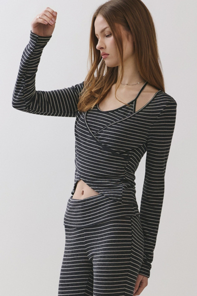 Personal Code Willow Stripe Jersey Layered Surplus Top